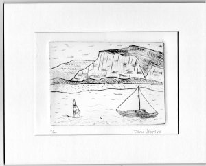 Back to Perspex to create this simple image. Sat in Aberdovey to make a sketch which I then used to make this small print.